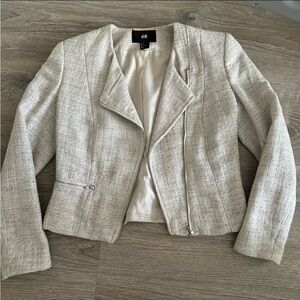 H&M Whte Shimmer Crop Blazer
